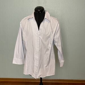 XL RIDERS by Lee blue striped fitted Business Work Formal Blouse Top long sleeve